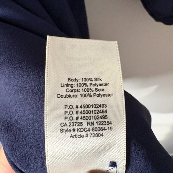 Aritzia Wilfred Silk Diane Wrap Mini Dress Long Sleeve Navy Blue Size Small - Picture 9 of 9